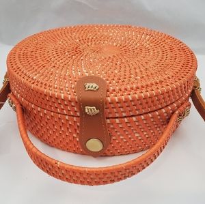 NWT Collection18 Round Ata Grass Rattan Corssbody